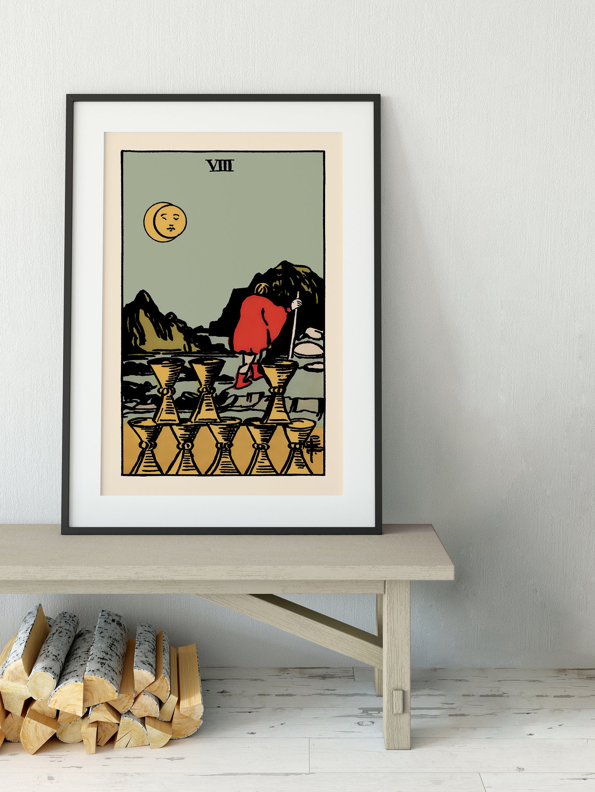 8 of Cups- Tarot Card Print - The Eight of Cups Card Poster, No Frame