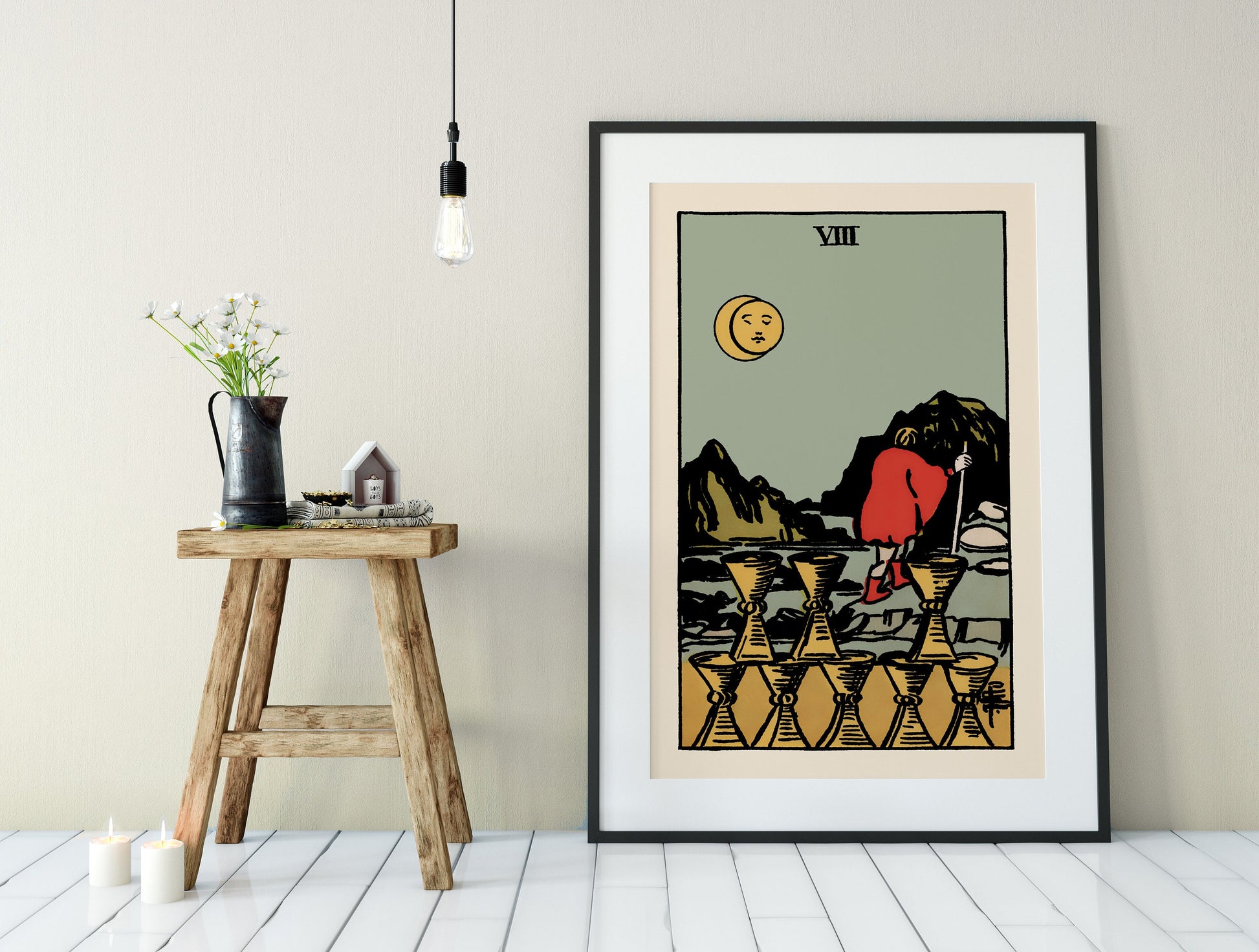8 of Cups- Tarot Card Print - The Eight of Cups Card Poster, No Frame