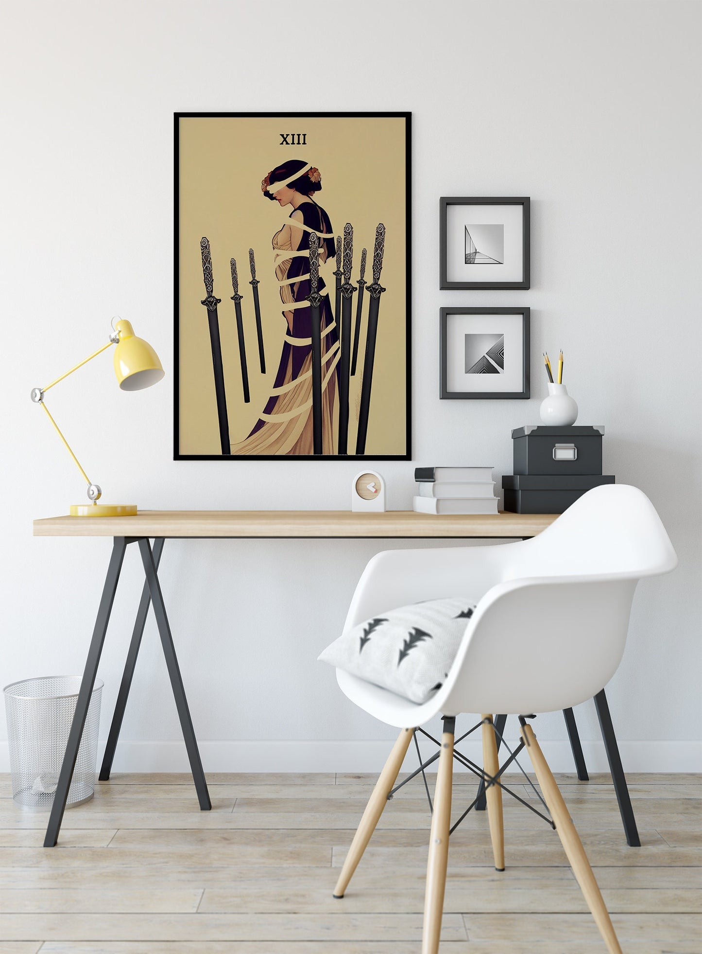 8 of Swords - Tarot Card Print - The Eight of Swords Mucha style Card Poster, No Frame