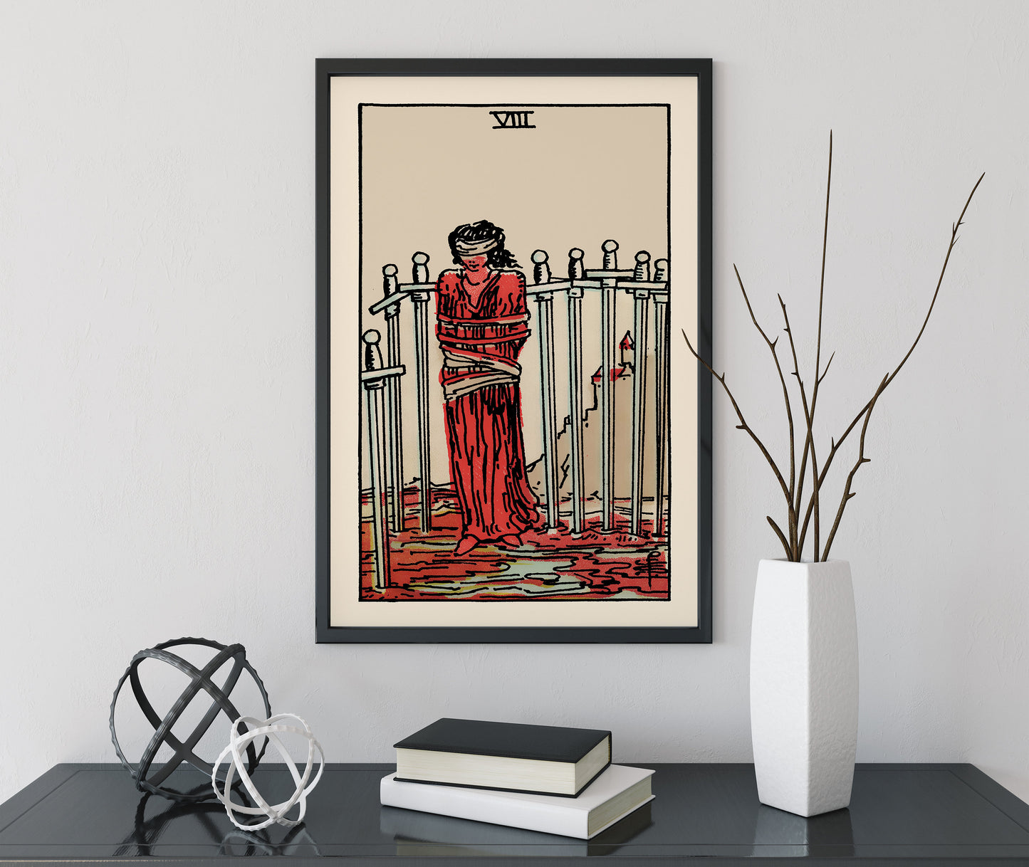 8 of Swords - Tarot Card Print - The Eight of Swords Card Poster, No Frame
