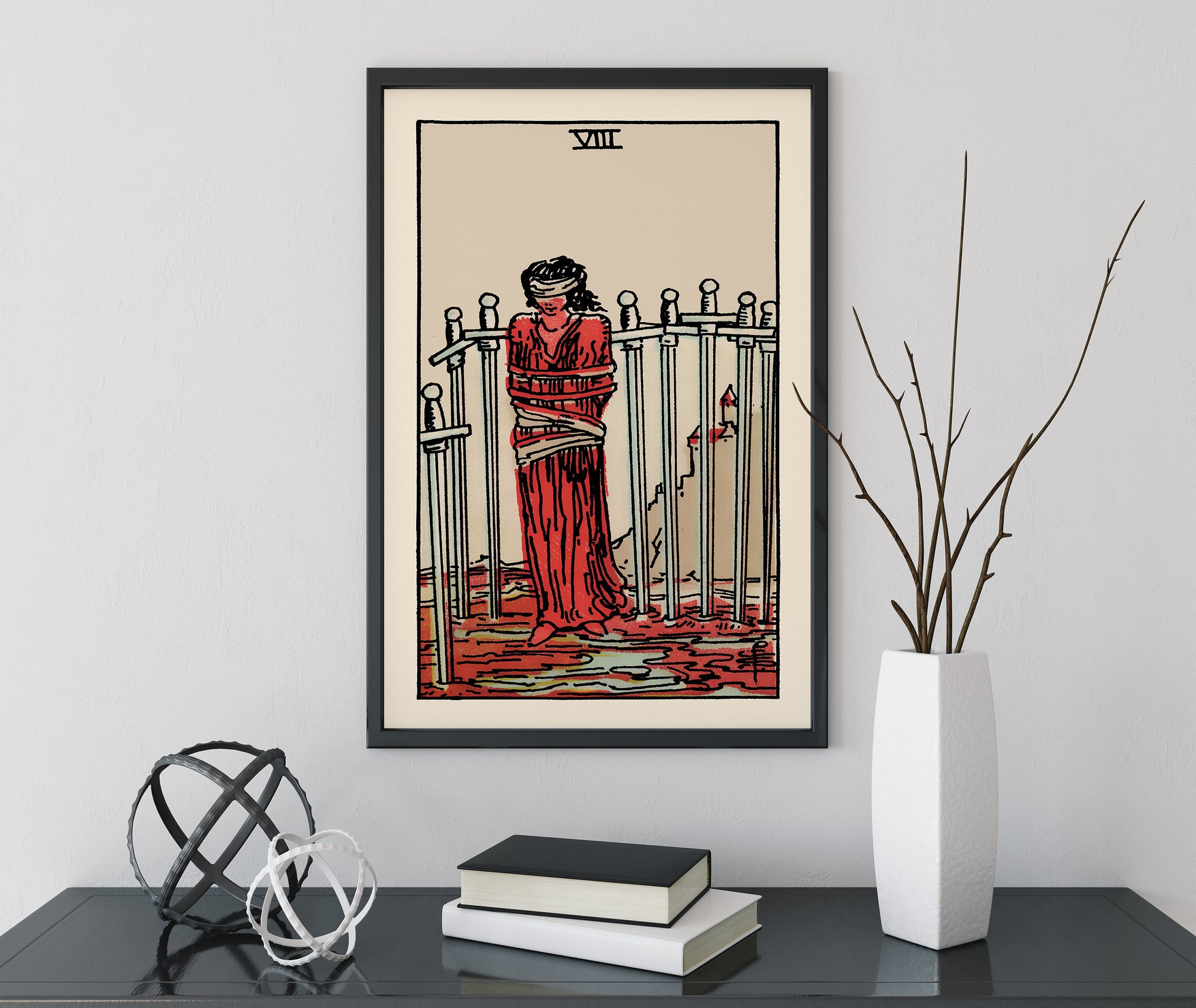 8 of Swords - Tarot Card Print - The Eight of Swords Card Poster, No Frame