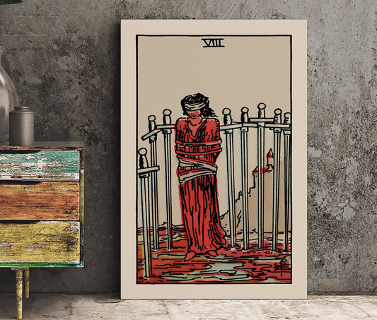 Eight Of Swords Tarot Card Print Poster No Frame Unframed Wall Art For Tarot Lovers by My Store