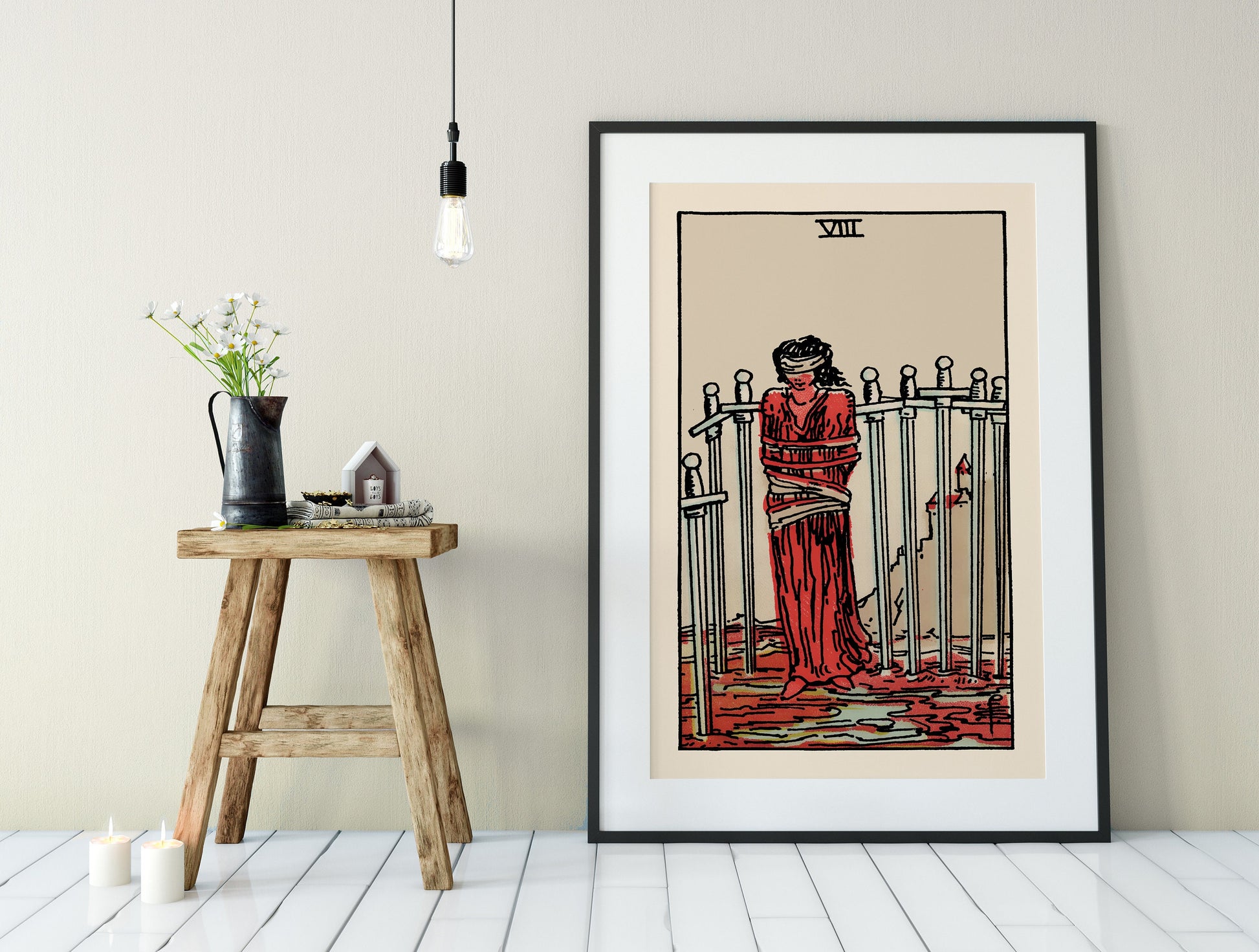 8 of Swords - Tarot Card Print - The Eight of Swords Card Poster, No Frame