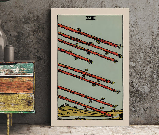 8 of Wands- Tarot Card Print - The Eight of Wands Card Poster, No Frame