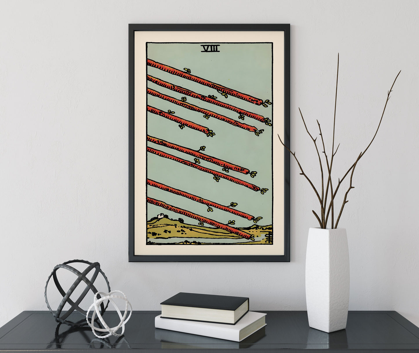 8 of Wands- Tarot Card Print - The Eight of Wands Card Poster, No Frame