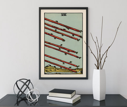 Eight Of Wands Tarot Card Print Unframed Poster by My Store