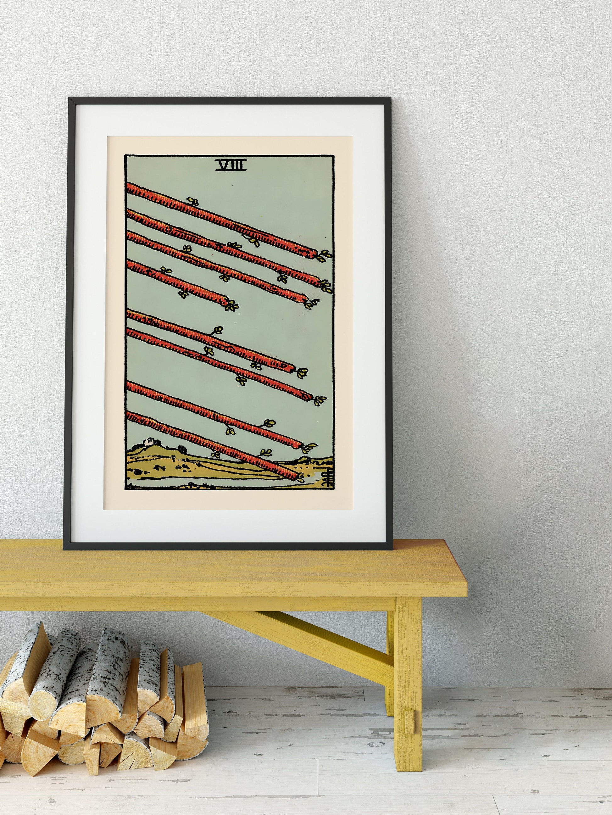 8 of Wands- Tarot Card Print - The Eight of Wands Card Poster, No Frame