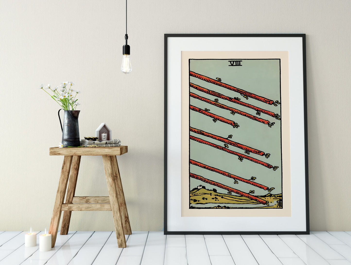 8 of Wands- Tarot Card Print - The Eight of Wands Card Poster, No Frame