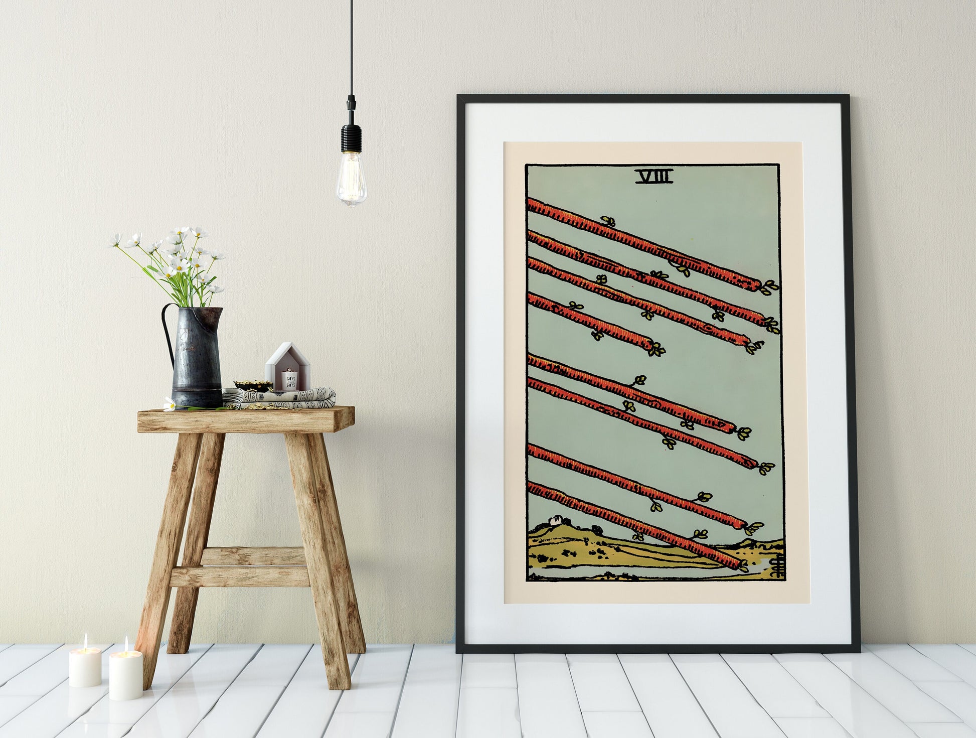 8 of Wands- Tarot Card Print - The Eight of Wands Card Poster, No Frame
