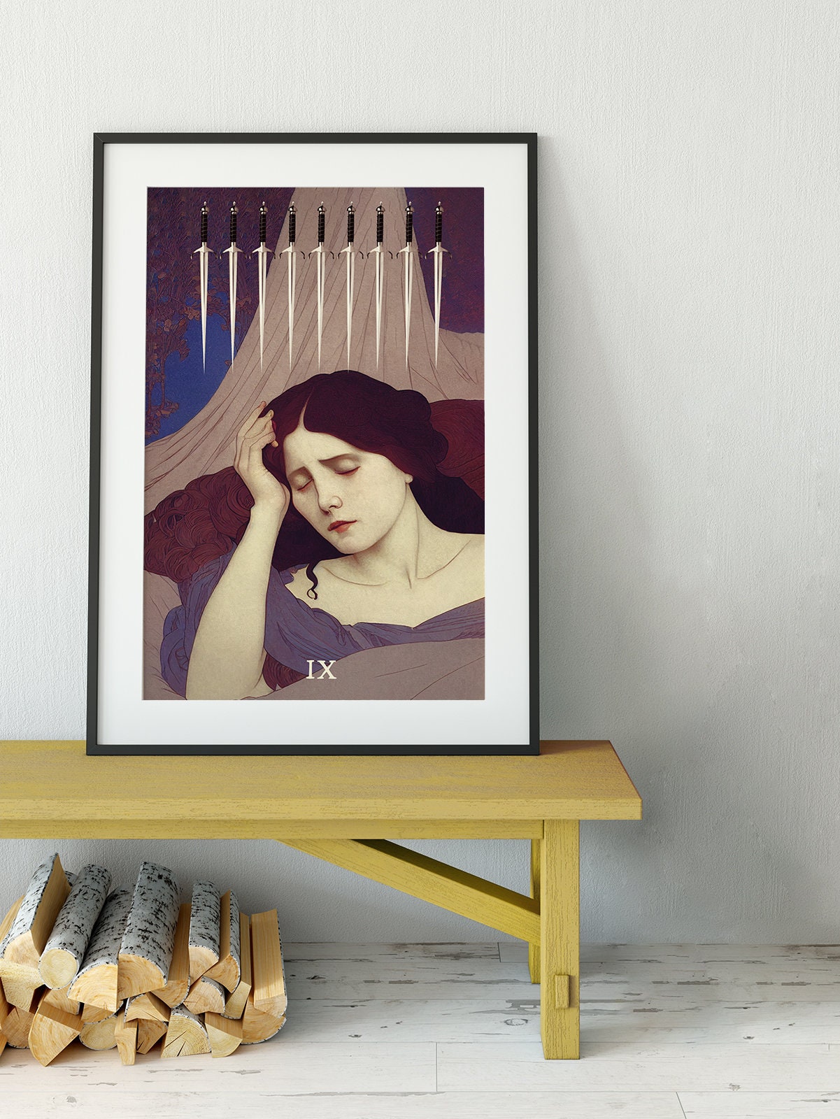 9 of Swords - Tarot Card Print from the Green Menagerie Deck - The 9 of Swords Card Poster, No Frame