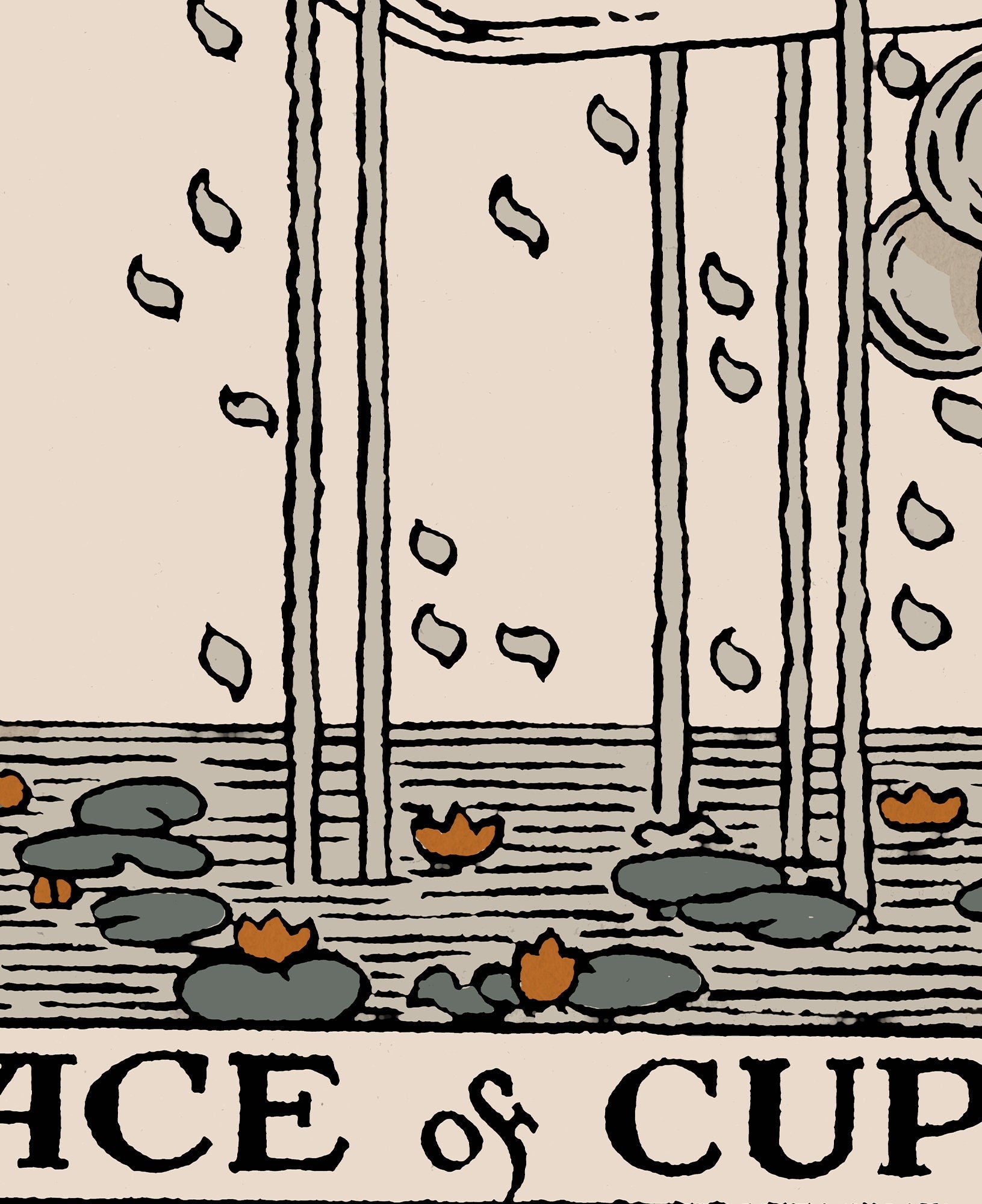 Ace Of Cups- Tarot Card Print - The Ace Of Cups Neutral Vibes Card Poster Eclectic Tarot, No Frame