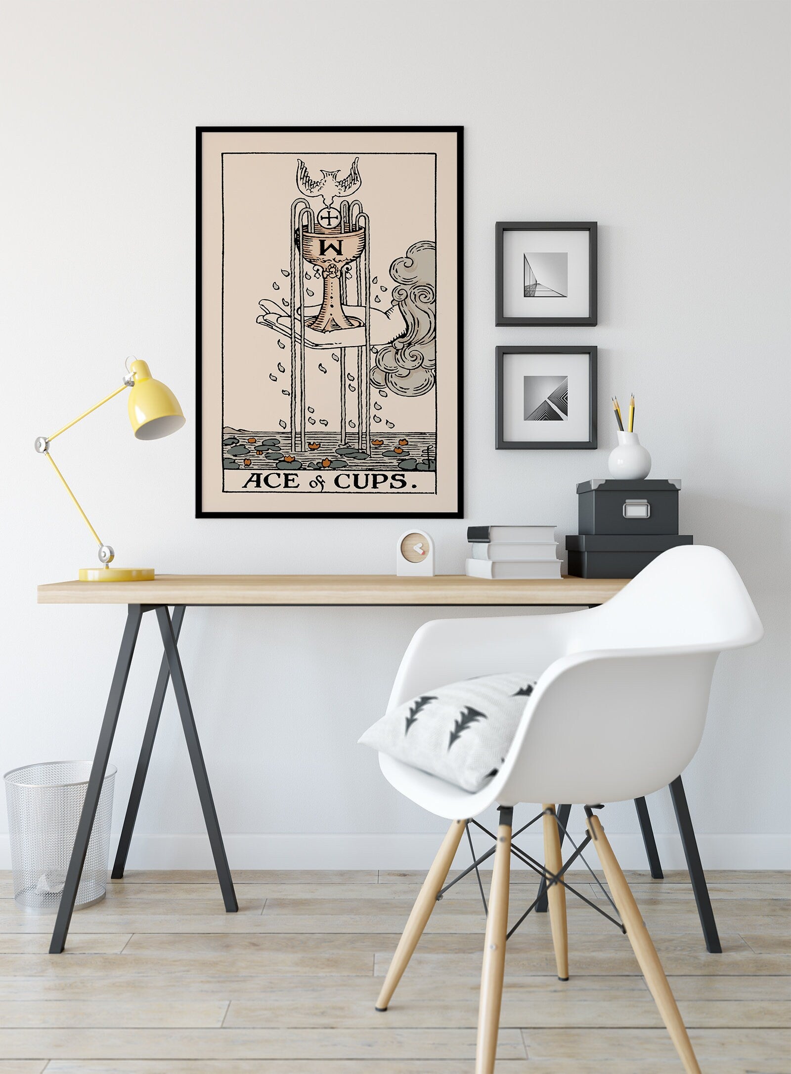 Ace Of Cups- Tarot Card Print - The Ace Of Cups Neutral Vibes Card Poster Eclectic Tarot, No Frame
