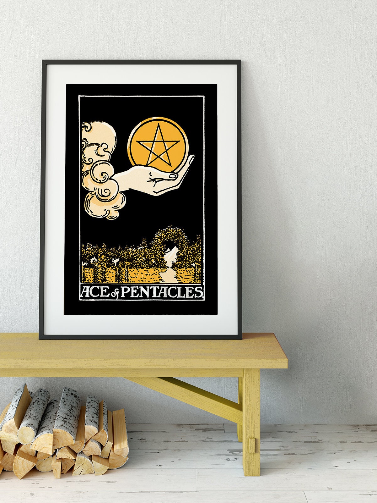 Ace Of Pentacles- Tarot Card Print from the Green Menagerie Tarot - The Ace Of Pentacles Card Poster, No Frame