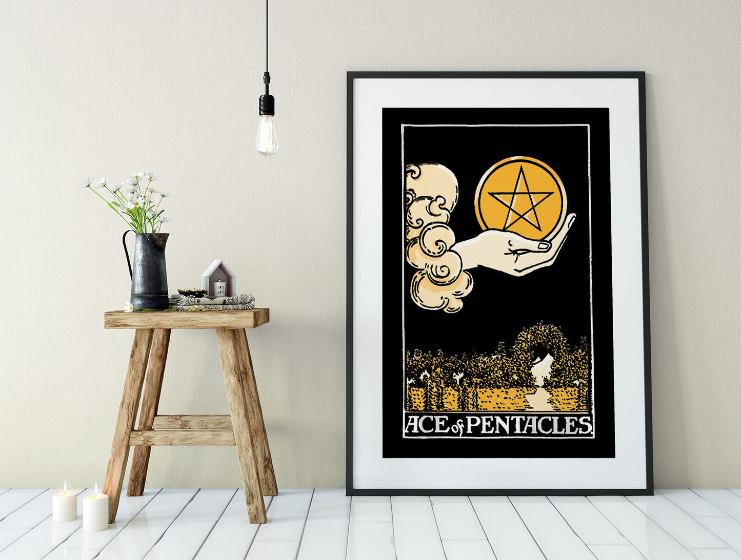 Ace Of Pentacles- Tarot Card Print from the Green Menagerie Tarot - The Ace Of Pentacles Card Poster, No Frame