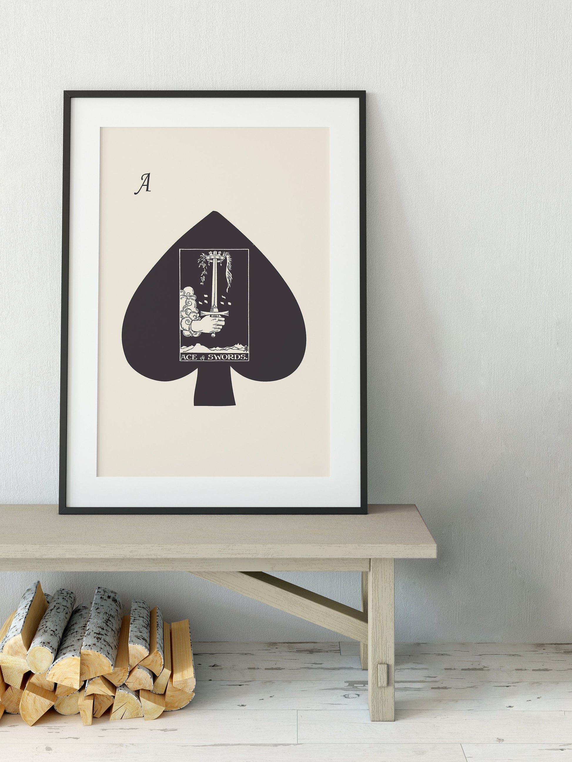 Ace of Swords- Tarot Card Print - The Ace Of Spades Playing Card Poster, No Frame