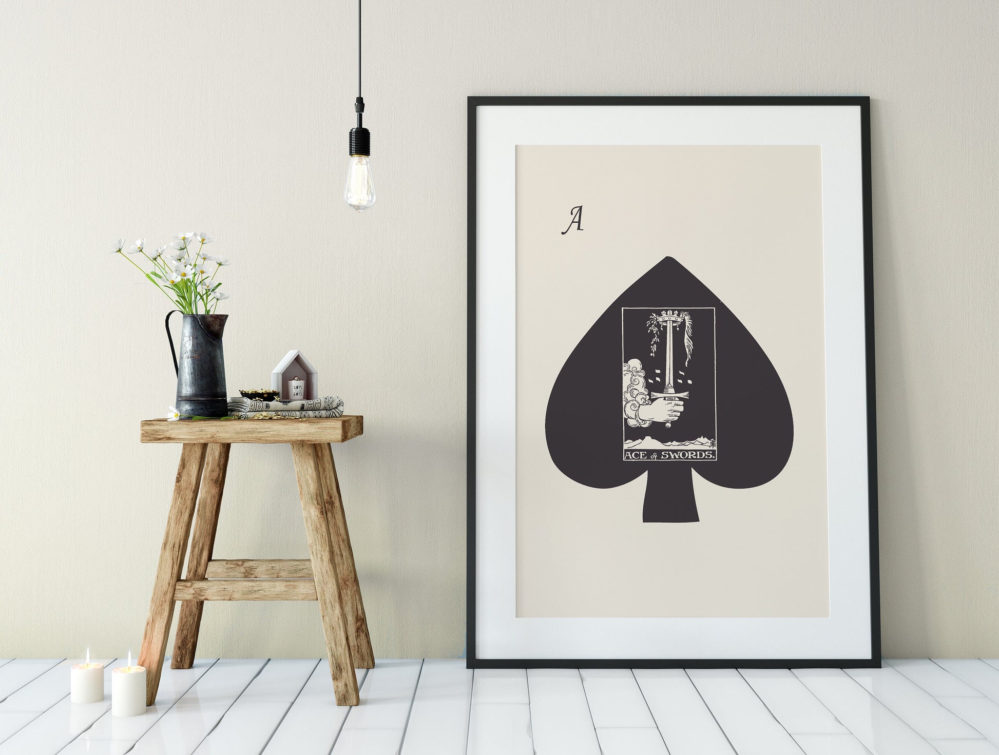 Ace of Swords- Tarot Card Print - The Ace Of Spades Playing Card Poster, No Frame