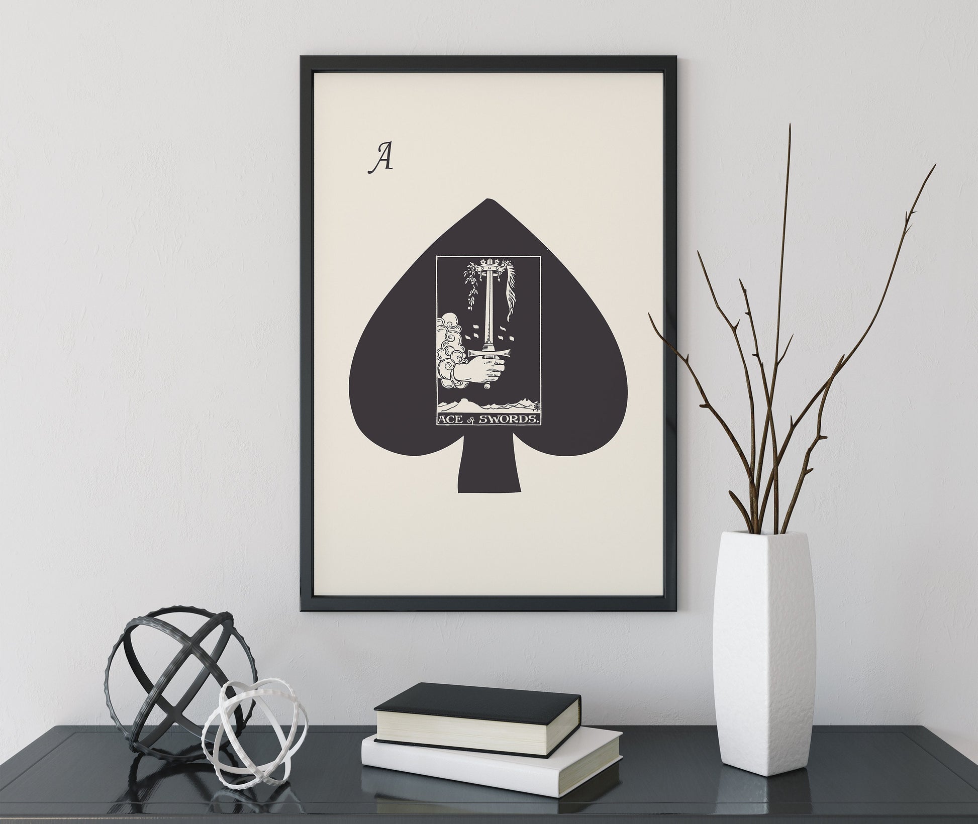 Ace of Swords- Tarot Card Print - The Ace Of Spades Playing Card Poster, No Frame