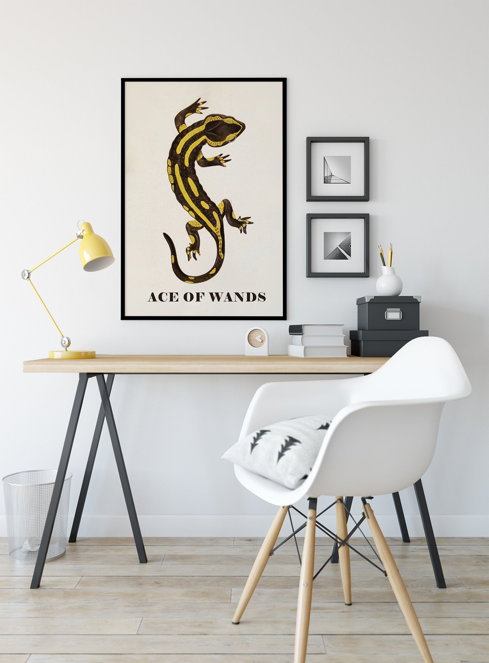 Ace of Wands Salamander Card - Tarot Card Print - The Ace of Wands Card Poster, No Frame