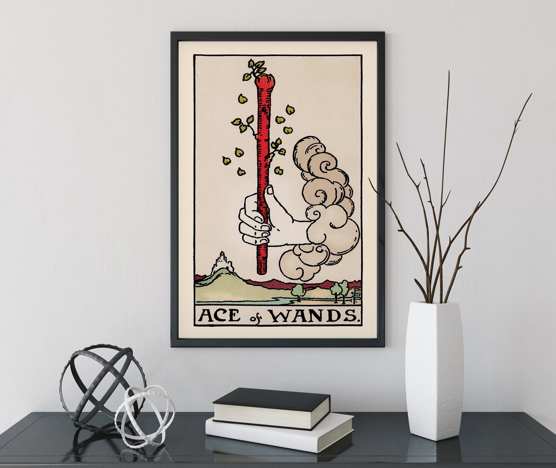Ace of Wands- Tarot Card Print - The Ace of Wands Card Poster, No Frame