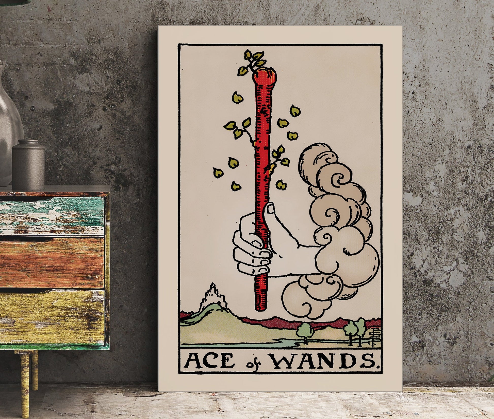 Ace of Wands- Tarot Card Print - The Ace of Wands Card Poster, No Frame