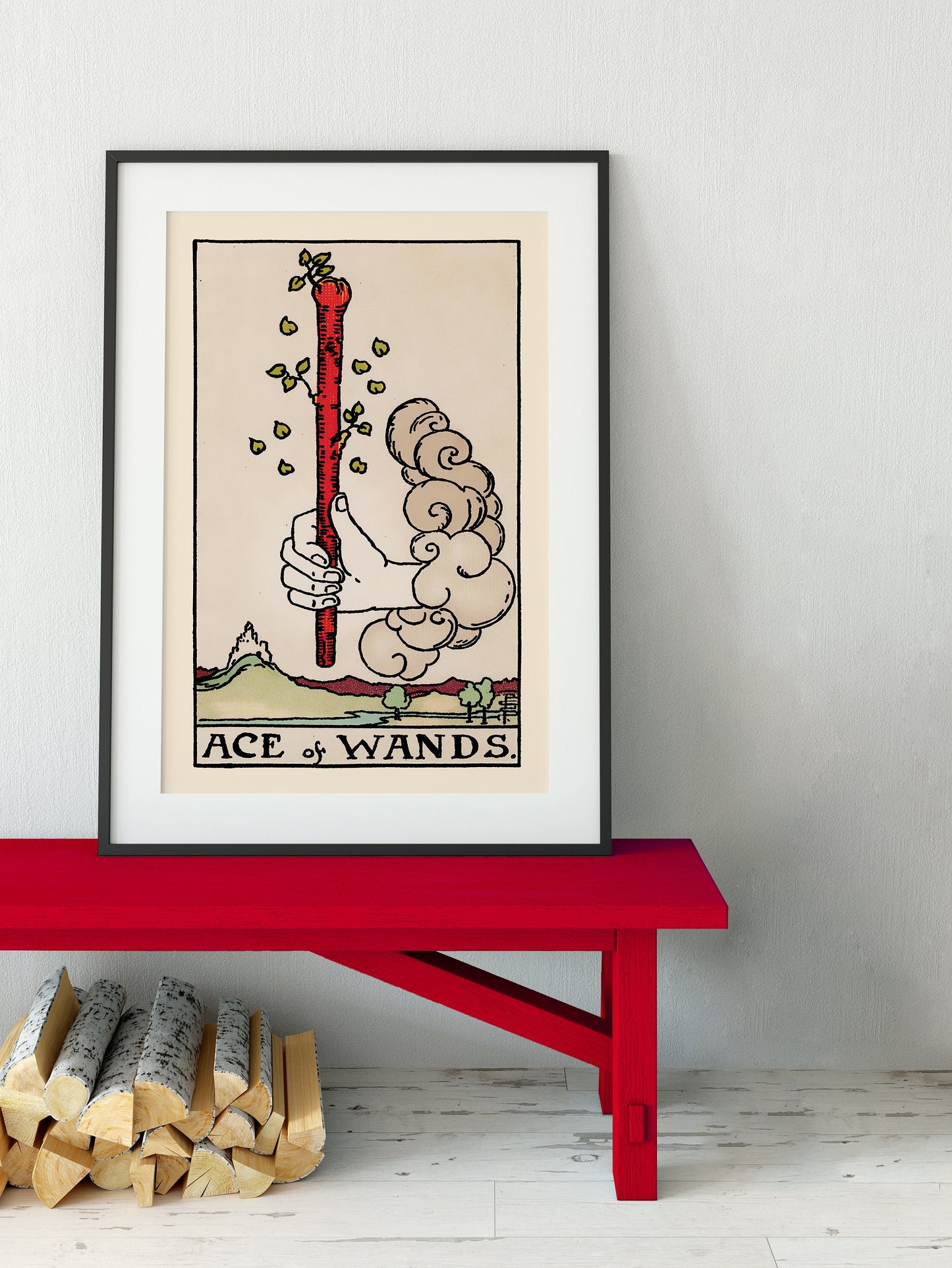 Ace of Wands- Tarot Card Print - The Ace of Wands Card Poster, No Frame