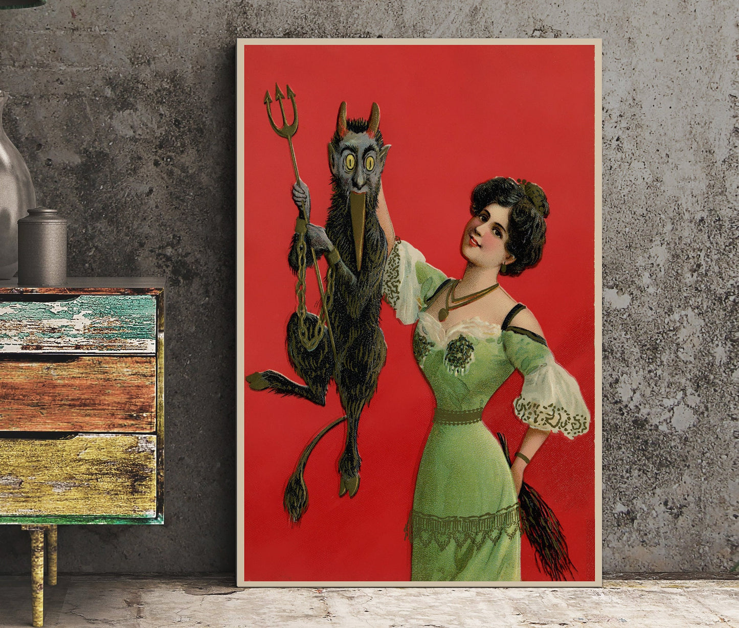 Christmas Print - Krampus Christmas Holiday Card Poster, No Frame