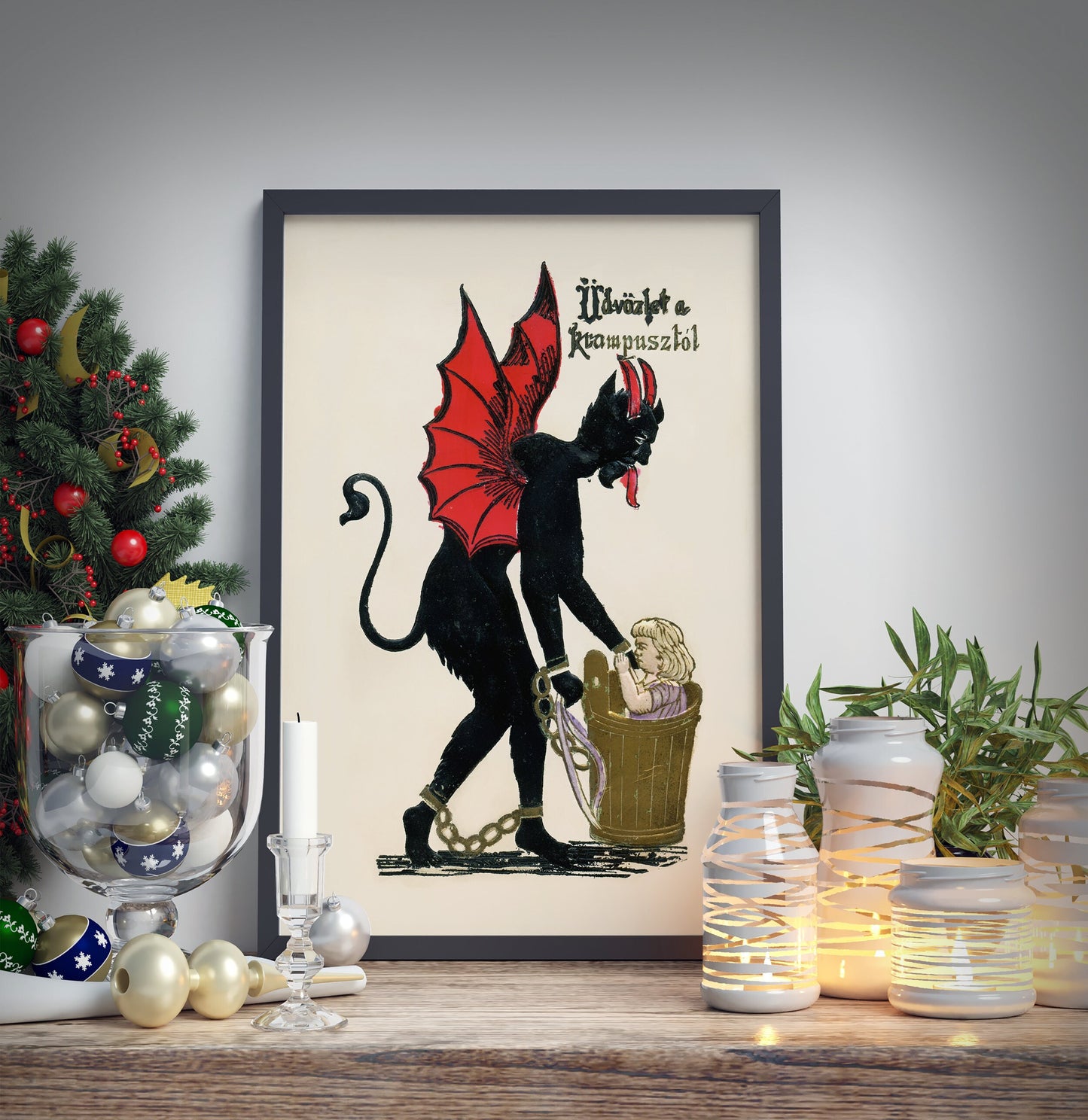 Christmas Print - Krampus Christmas Holiday Card Poster, No Frame