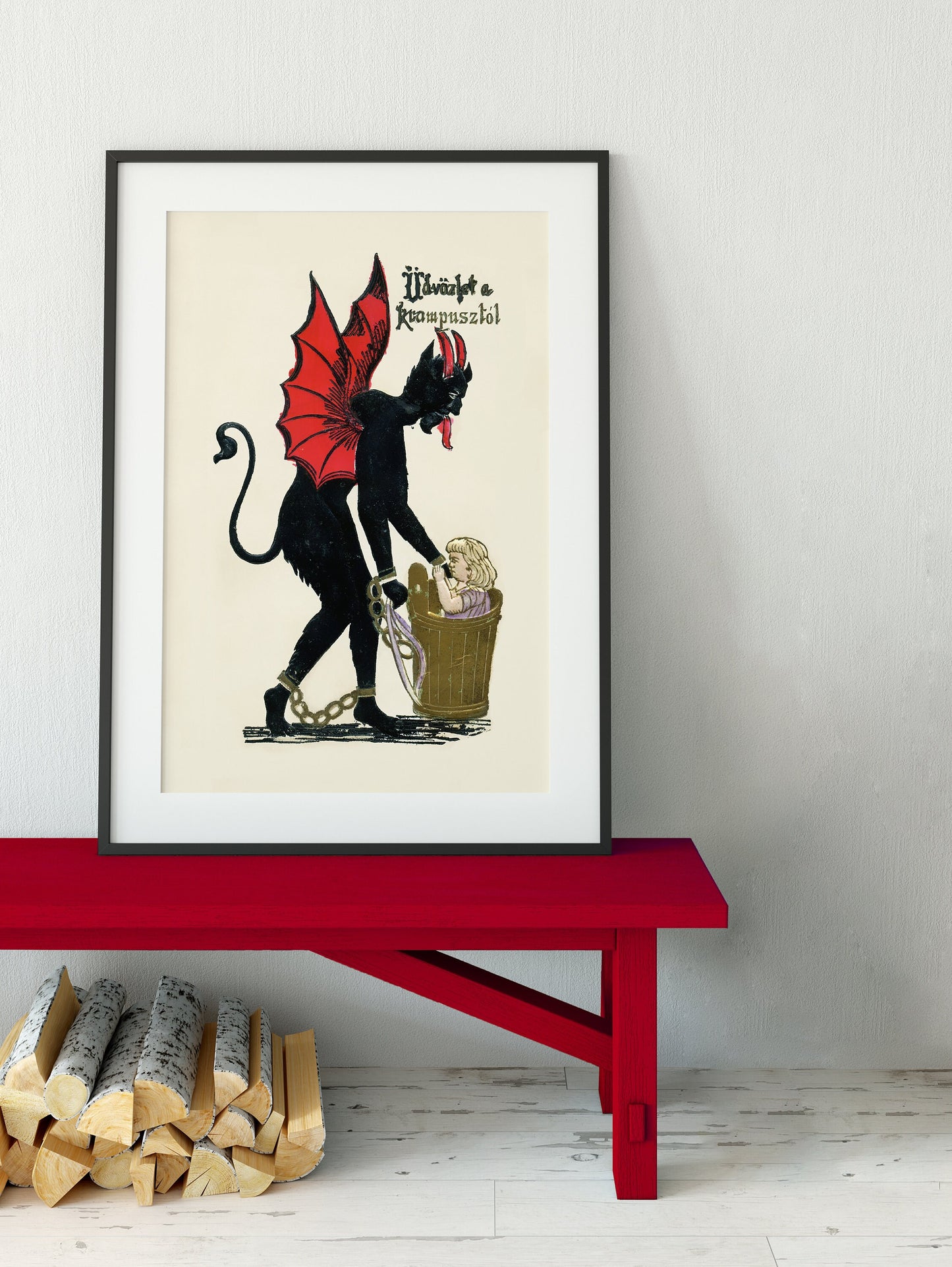 Christmas Print - Krampus Christmas Holiday Card Poster, No Frame