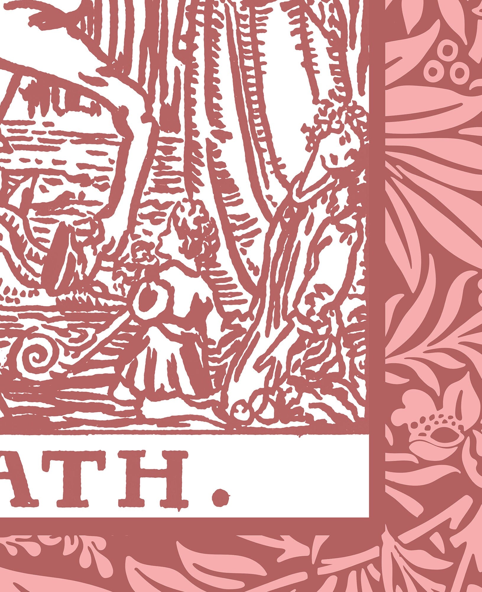 Death - Pink & White Tarot Card Print - The Death Card Pink Poster, No Frame