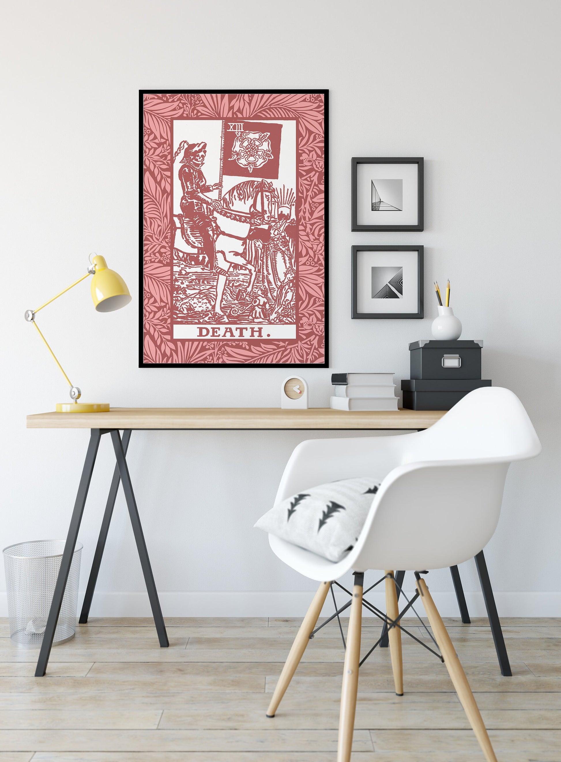 Death - Pink & White Tarot Card Print - The Death Card Pink Poster, No Frame