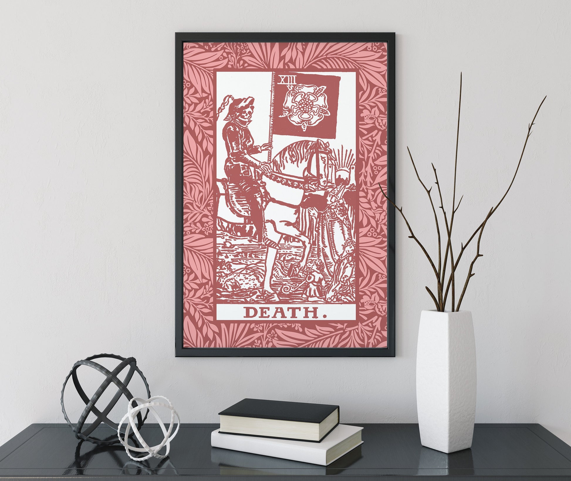 Death - Pink & White Tarot Card Print - The Death Card Pink Poster, No Frame