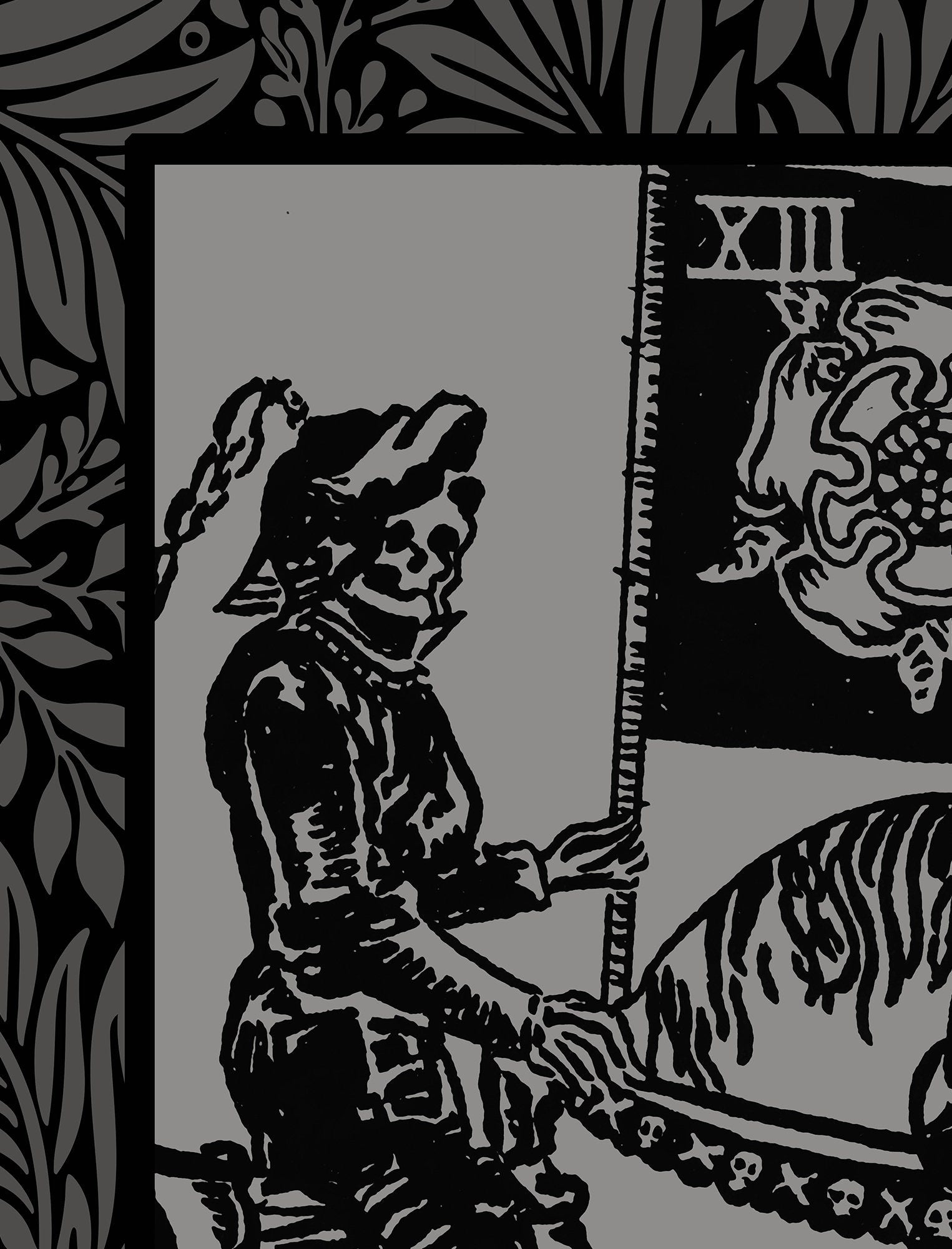 Death Tarot Card Gray and Black Print - The Death Card Grey Poster, No Frame