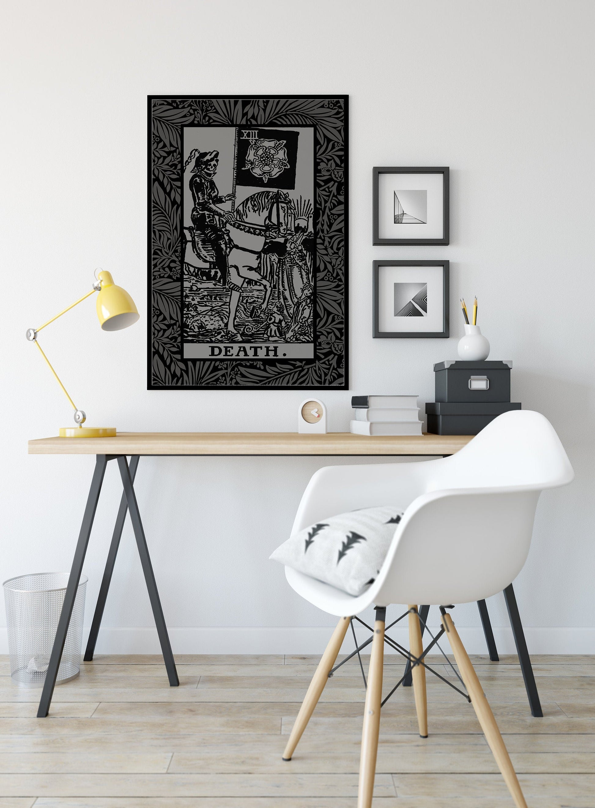 Death Tarot Card Gray and Black Print - The Death Card Grey Poster, No Frame