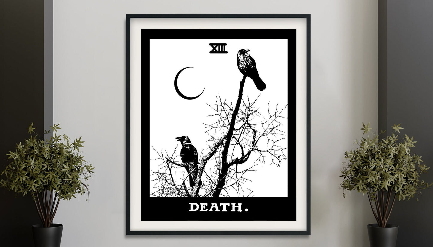 Death Tarot Card Print - Tarot Card The Death Crows Card Poster, No Frame