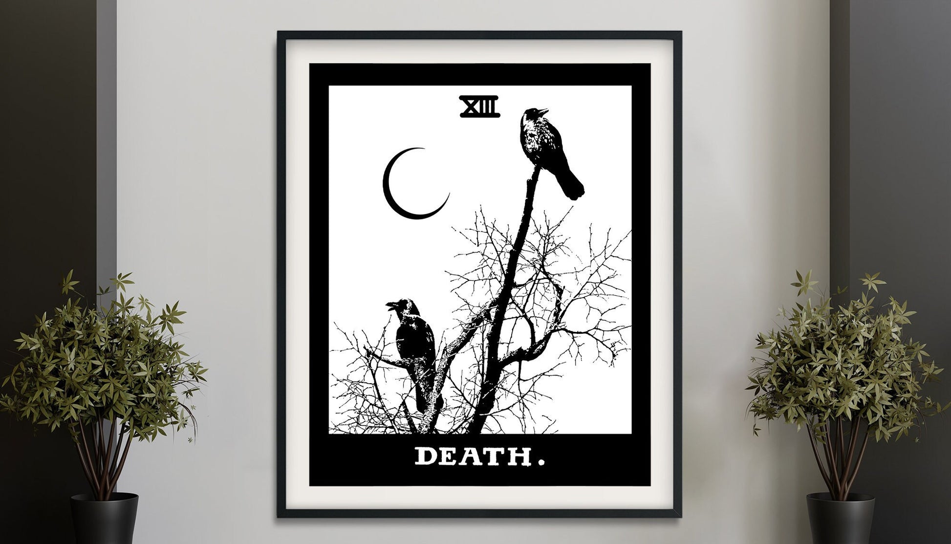 Death Tarot Card Print - Tarot Card The Death Crows Card Poster, No Frame