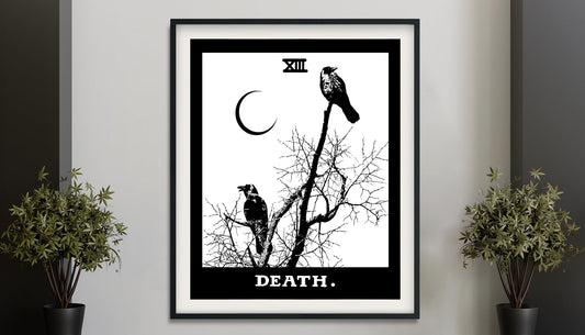 Death Tarot Card Print - Tarot Card The Death Crows Card Poster, No Frame