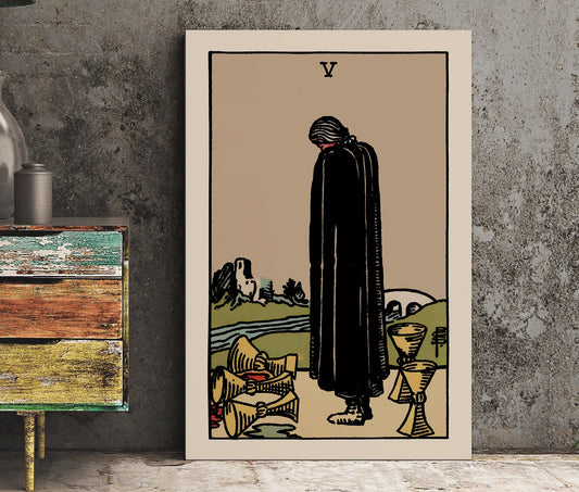 Five of Cups - Tarot Card Print - The Five of Cups Card Poster, No Frame