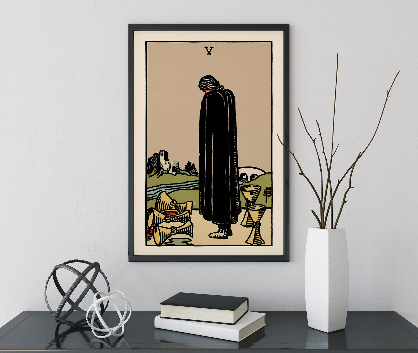 Five of Cups - Tarot Card Print - The Five of Cups Card Poster, No Frame
