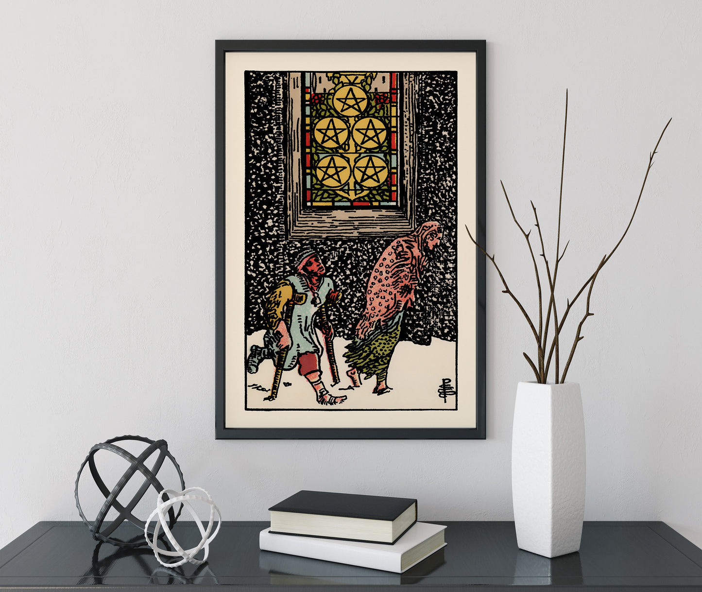 Five of Pentacles- Tarot Card Print - The Five of Pentacles Card Poster, No Frame