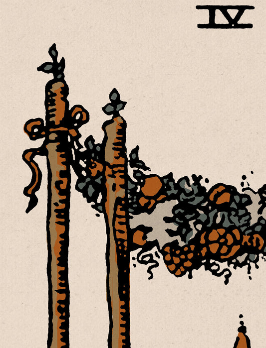 Four of Wands Tarot Card Print Natural Vibe Poster No Frame Elegant Wall Art for Tarot Lovers by My Store