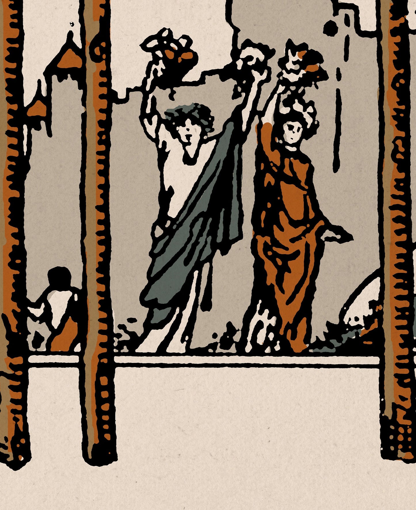 Four of Wands - Tarot Card Print - The 4 of Wands Card Natural Vibe Poster, No Frame