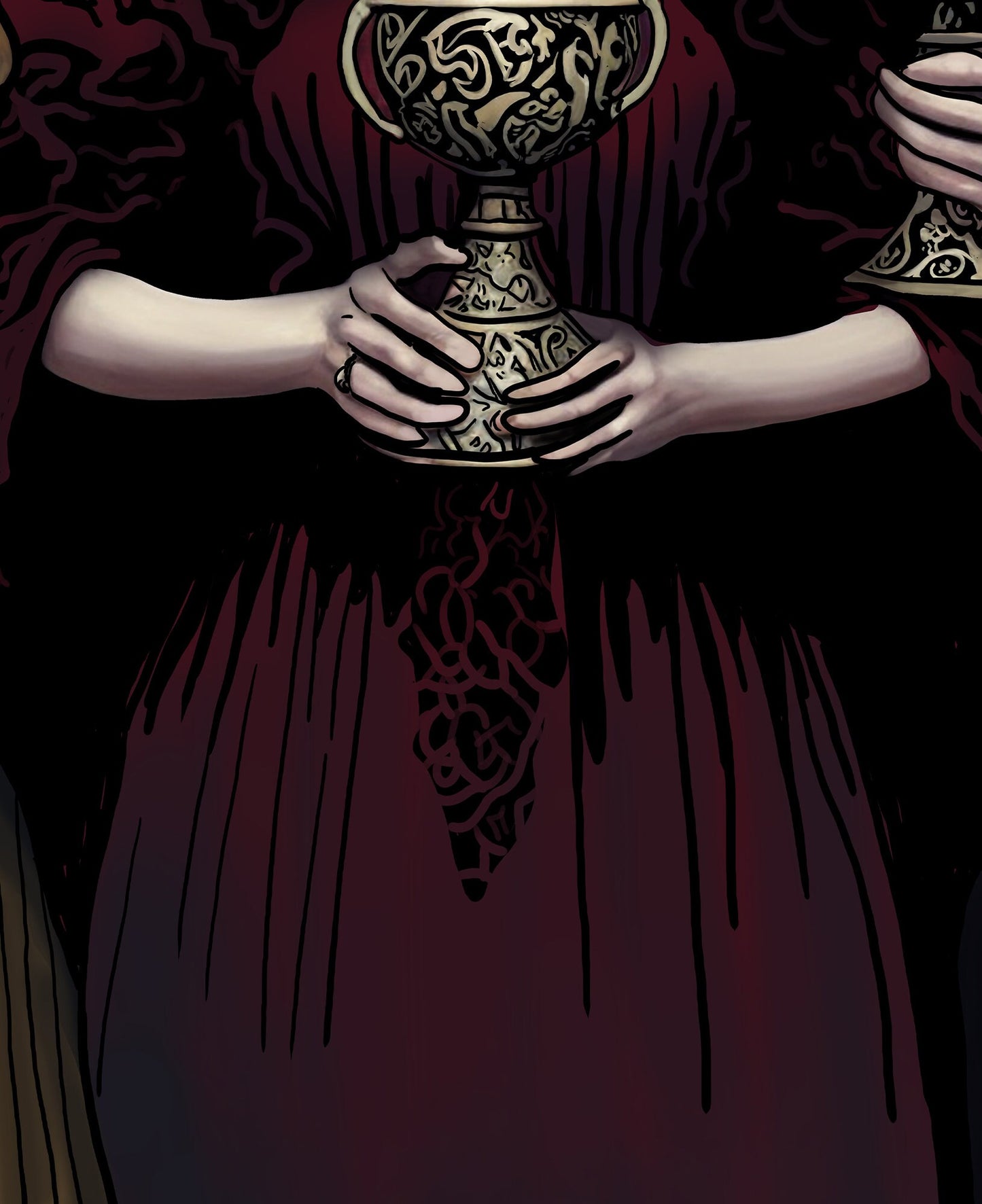 Hecate Moon Goddess Poster - Painted - Wiccan Triple Goddess Print - Hekate Witchy Painted Print, No Frame