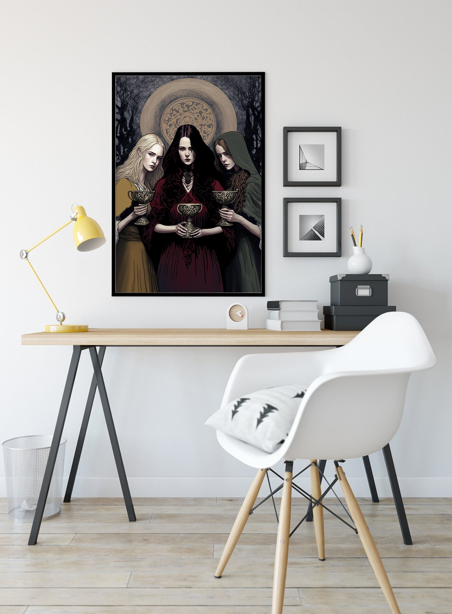 Hecate Moon Goddess Poster - Painted - Wiccan Triple Goddess Print - Hekate Witchy Painted Print, No Frame
