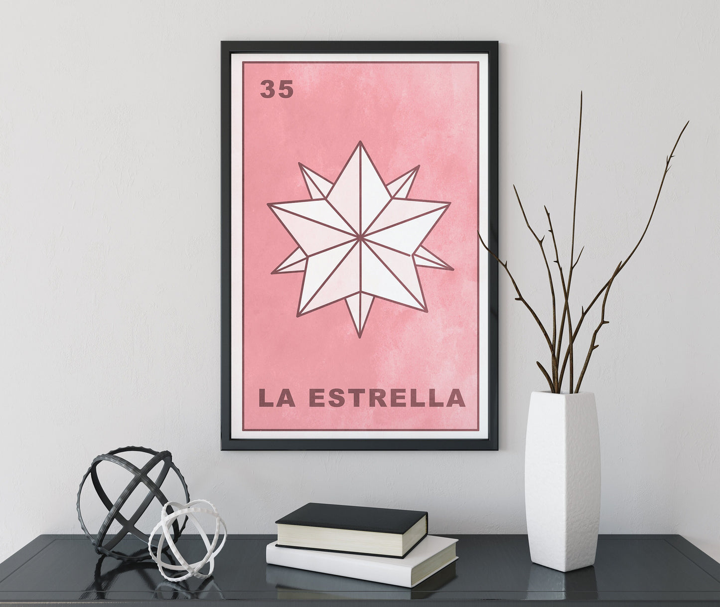La Estrella Card Star Poster Star Tarot Pink Print, No Frame