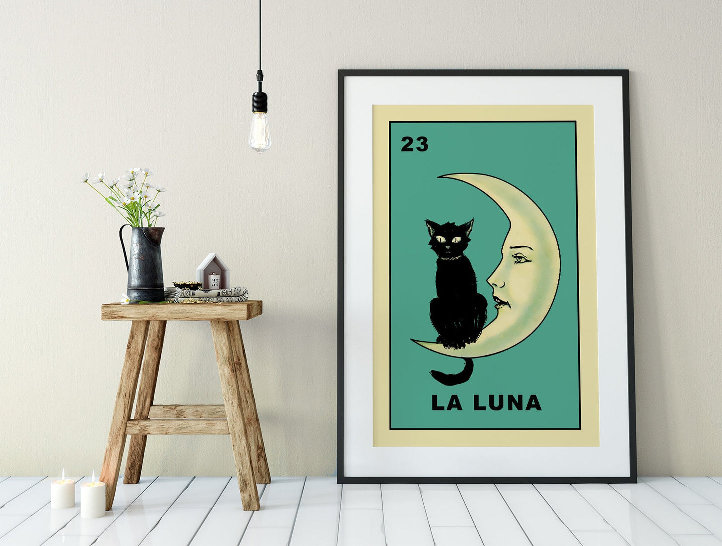 La Luna Cat Card Moon Print, No Frame