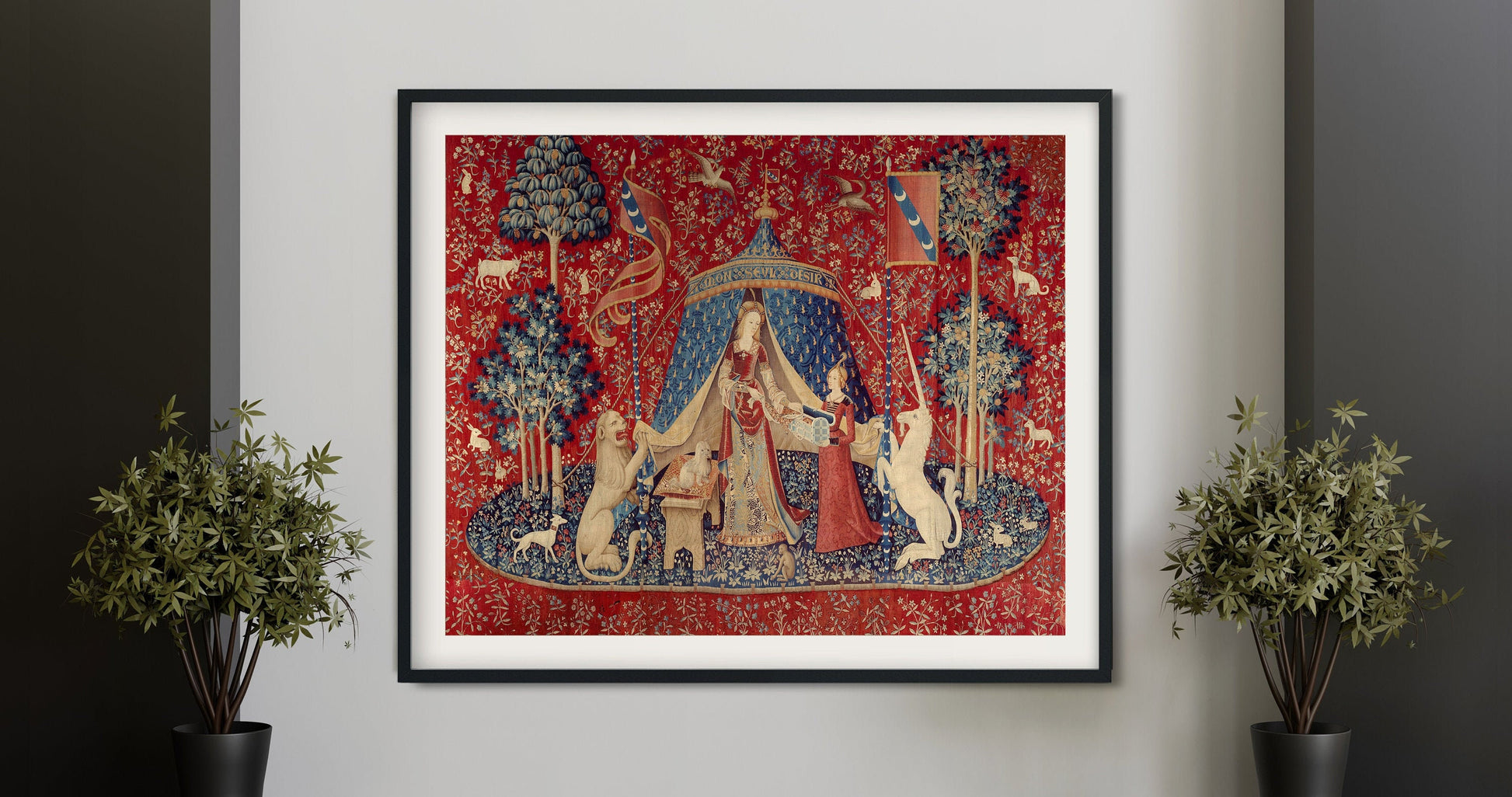 Medieval Maiden & Unicorn Poster (No Frame)