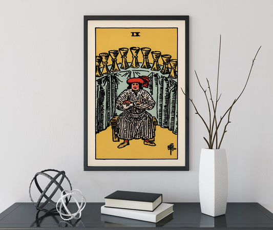 Nine Of Cups Tarot Card Print No Frame Poster 9 Of Cups Wall Art For Tarot Enthusiasts by My Store