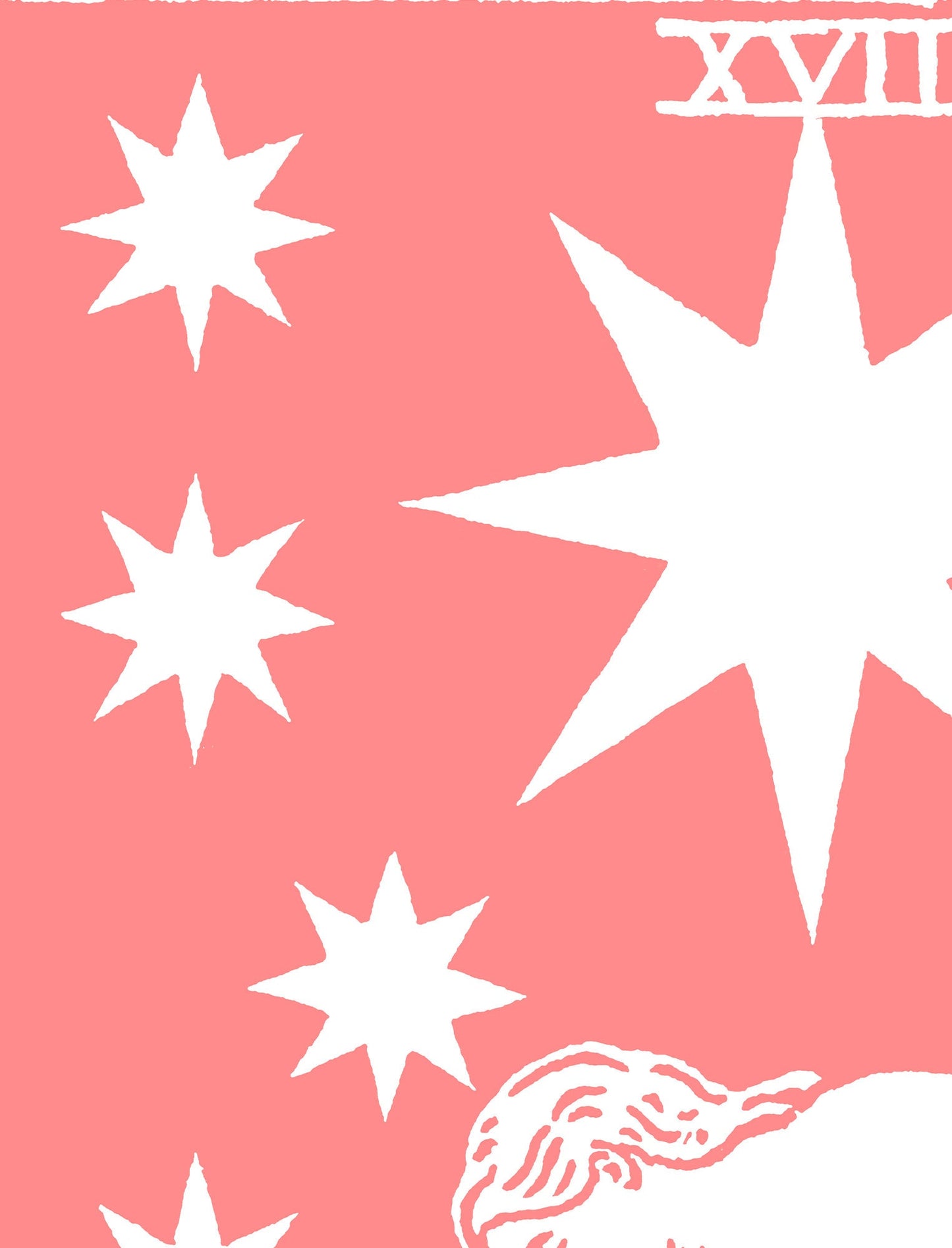 The Star - Tarot Card Print - The Star Pink and White Poster, No Frame