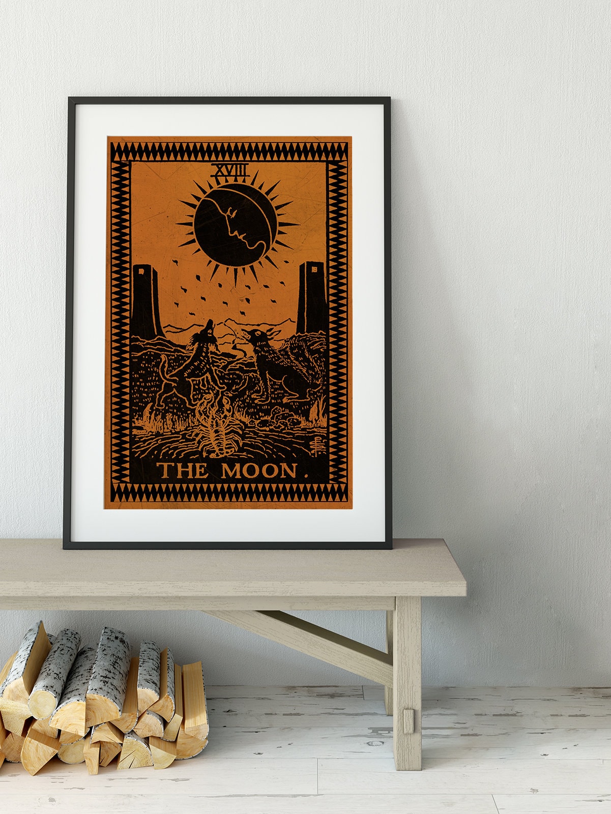 The Moon - Tarot Card Print - The Moon Terracotta Poster, No Frame