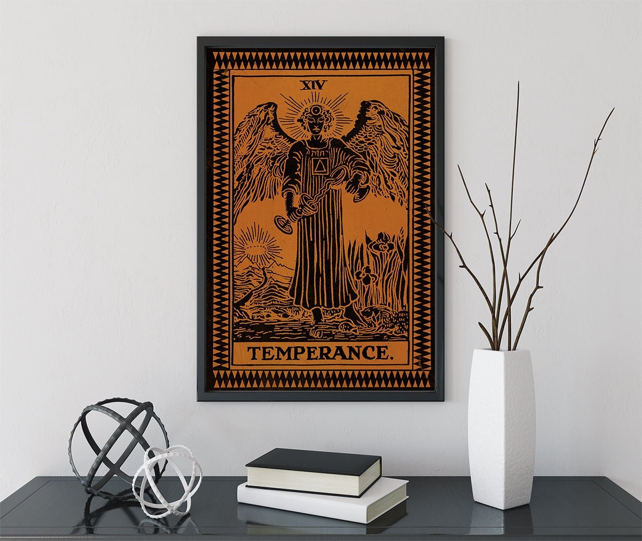 The Temperance Card - Tarot Card Print - The Temperance Terracotta Poster, No Frame